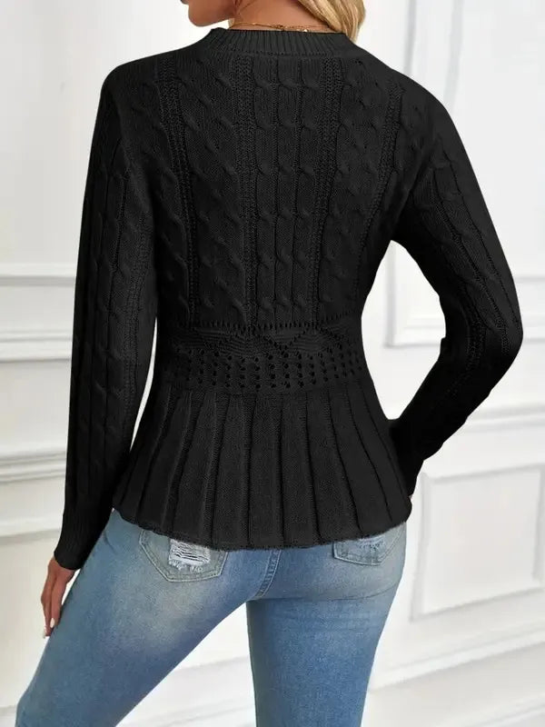 Women's Chunky Knit Crew Neck Long Sleeve Knit Top