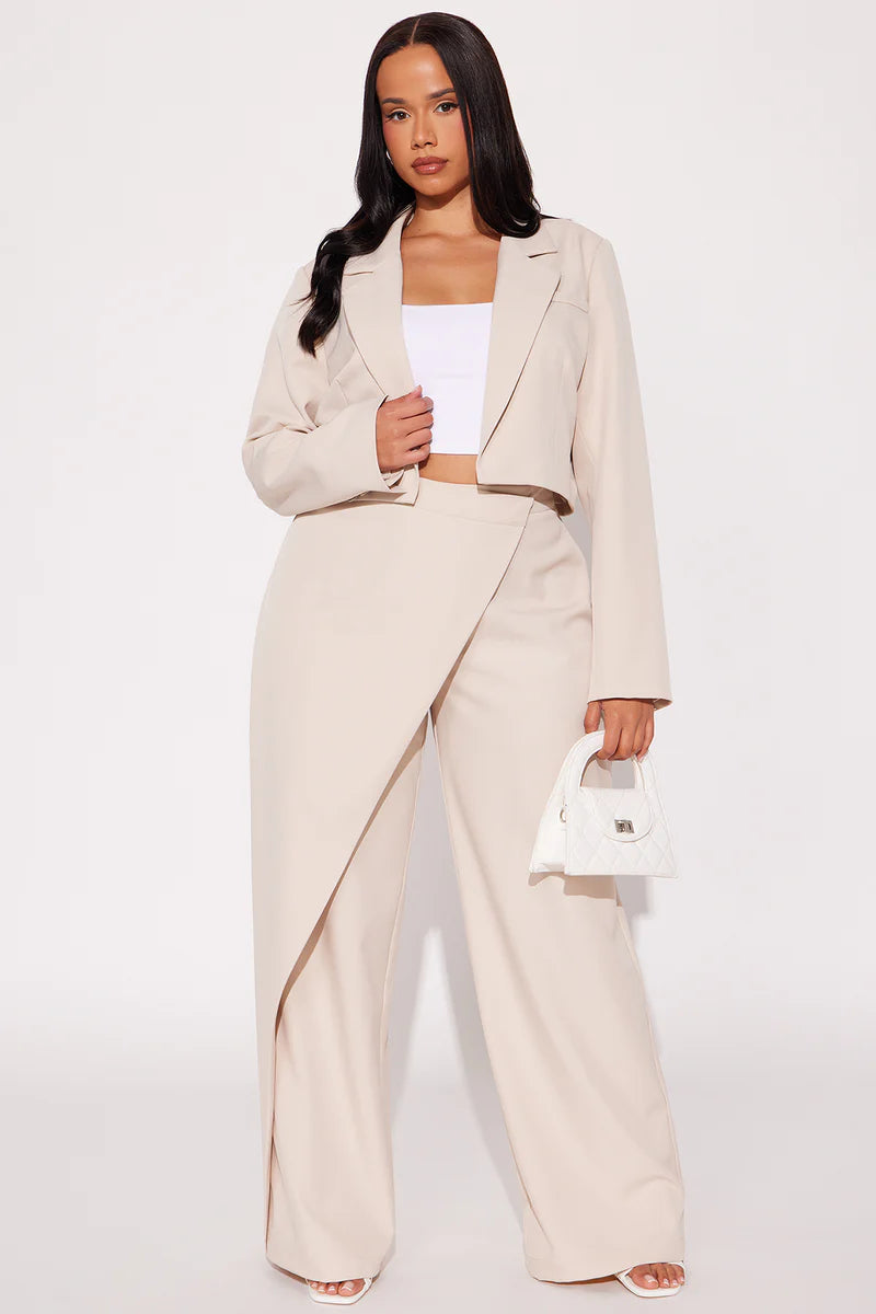 Booked And Busy Blazer Pant Set – Taupe