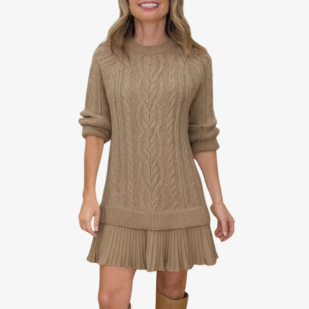 Zorina - Knit Sweater Dress with Pleated Skirt