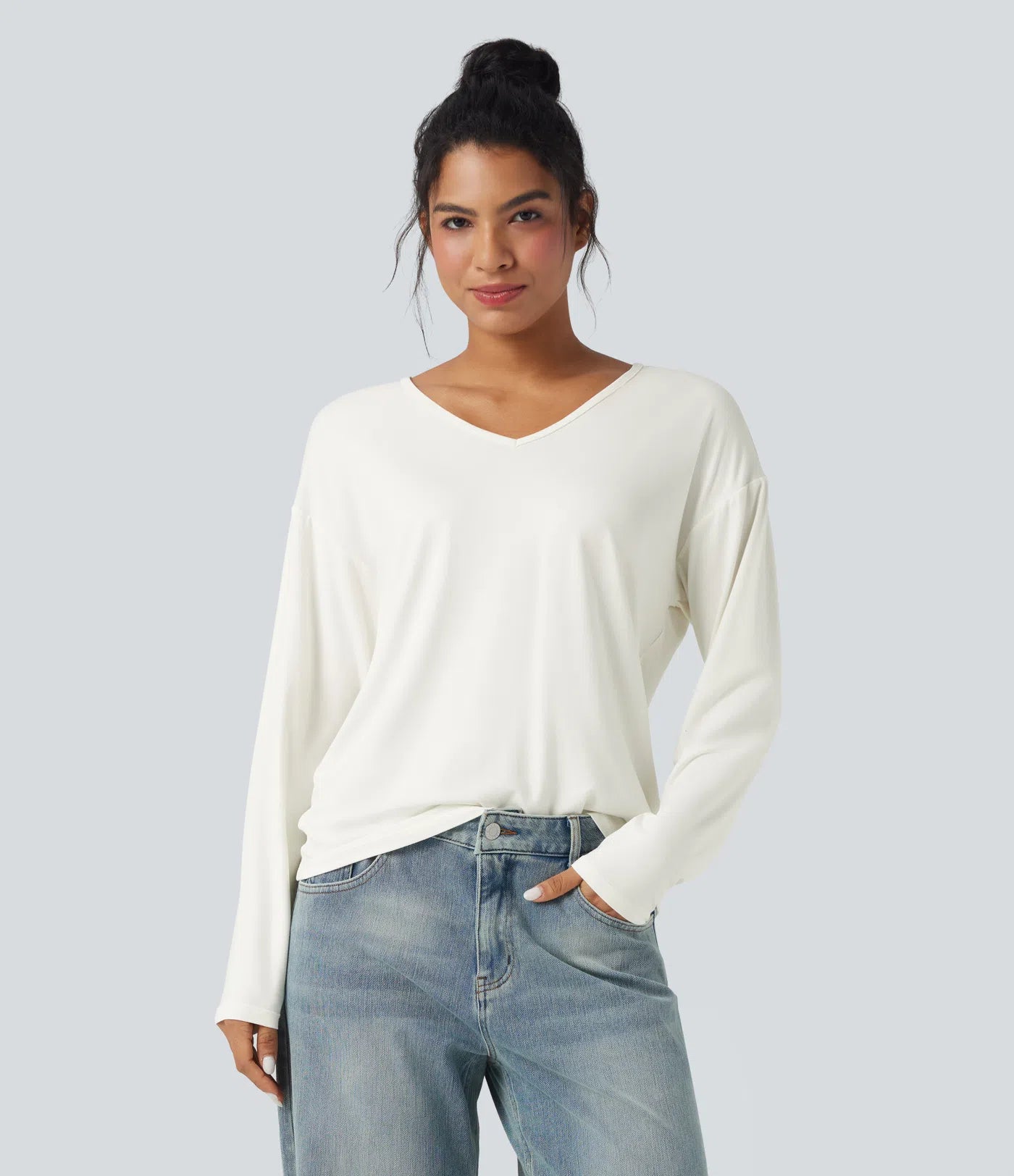 V-Neck Long Sleeve Casual Top