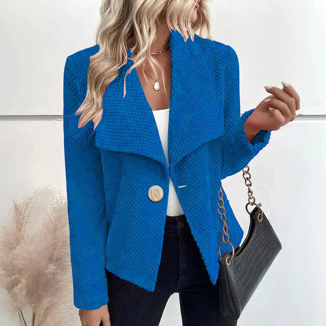 Reina | Textured Knit Blazer | Modern Elegance | Soft Waffle Fabric