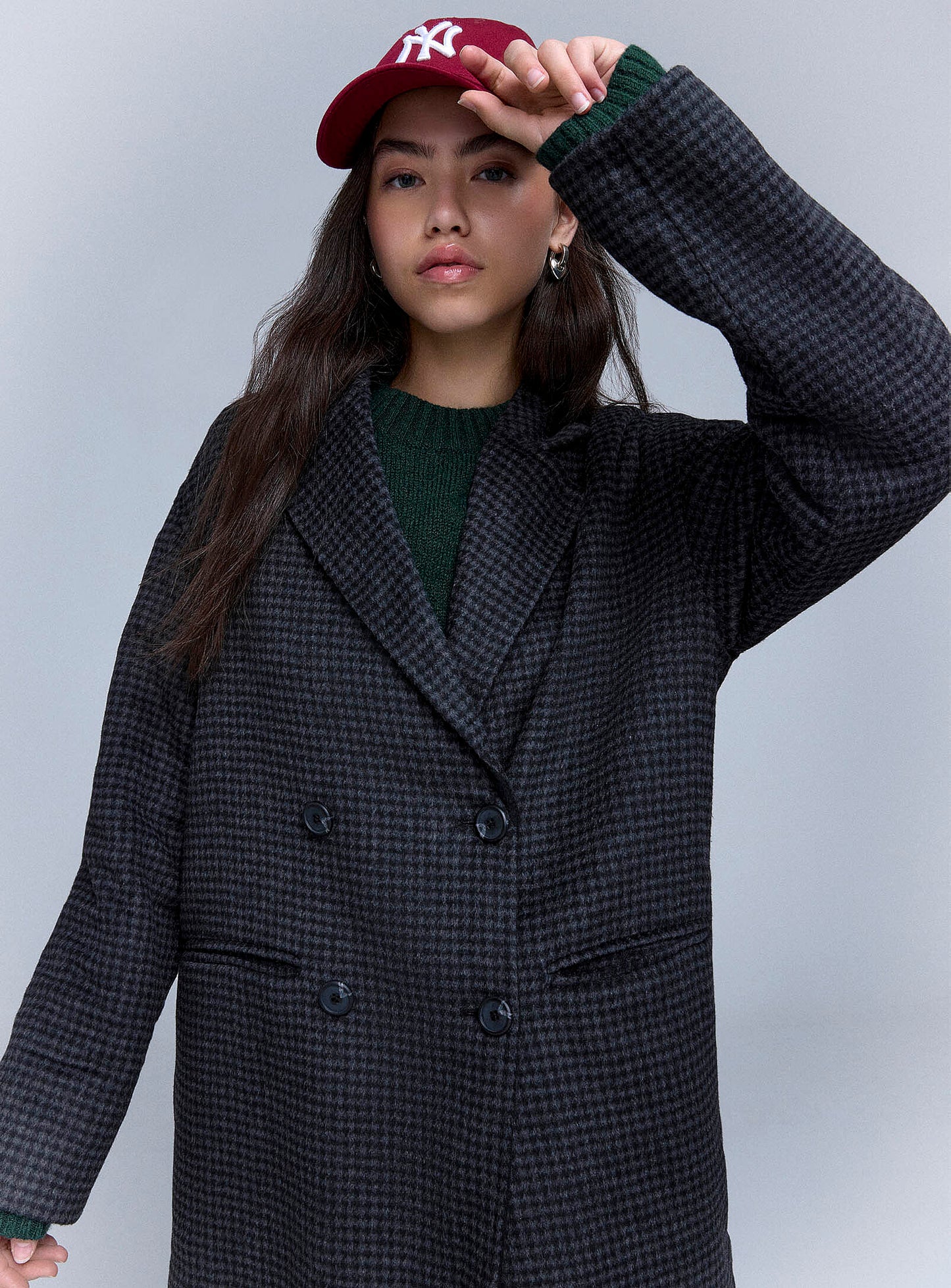 Long Double-Breasted Felt Overcoat