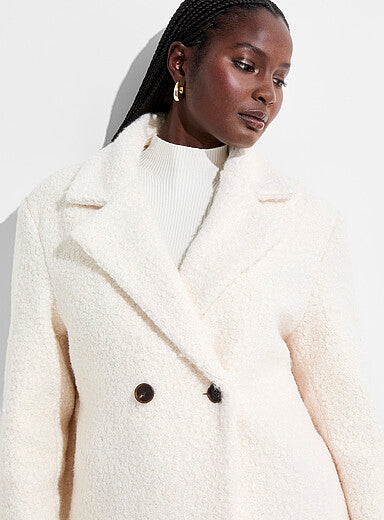 Double-Breasted Bouclé Overcoat