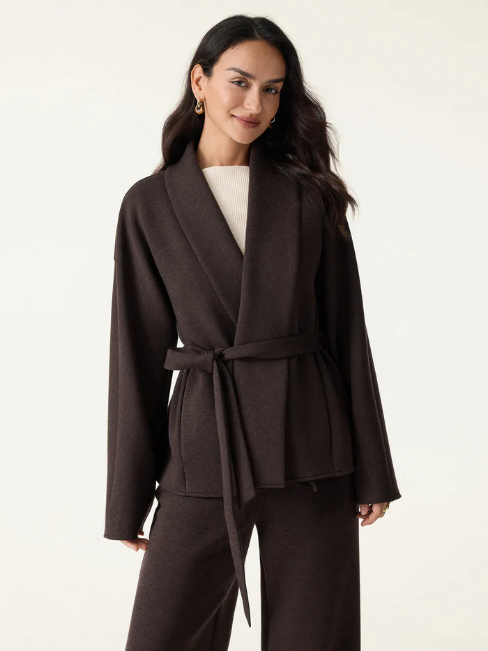 Timeless Shawl Neck Belted Outerwear with Pockets