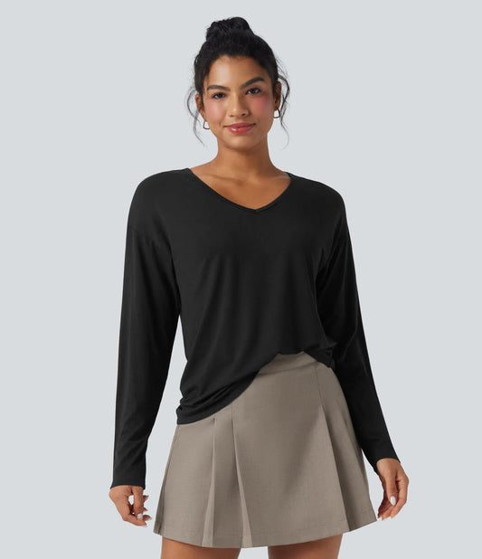 V-Neck Long Sleeve Casual Top