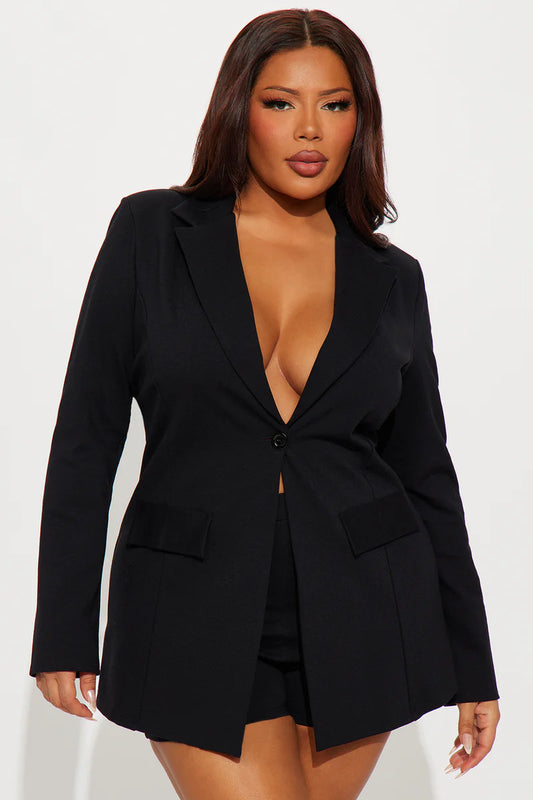 Cindy Blazer And Micro Short Set - Black