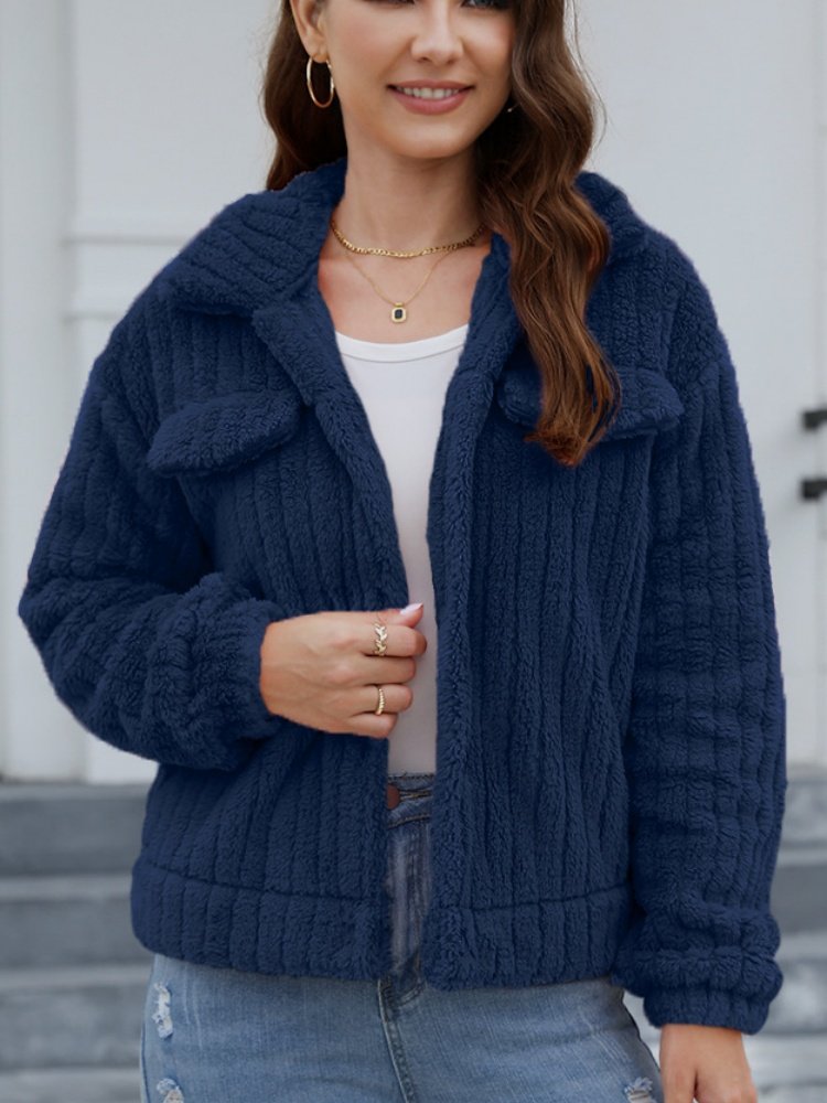 Autumn Outerwear Vintage Split Joint Plain Long Sleeve Shawl Collar Jacket