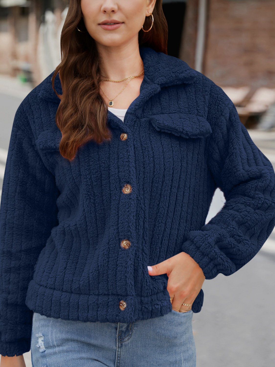 Autumn Outerwear Vintage Split Joint Plain Long Sleeve Shawl Collar Jacket