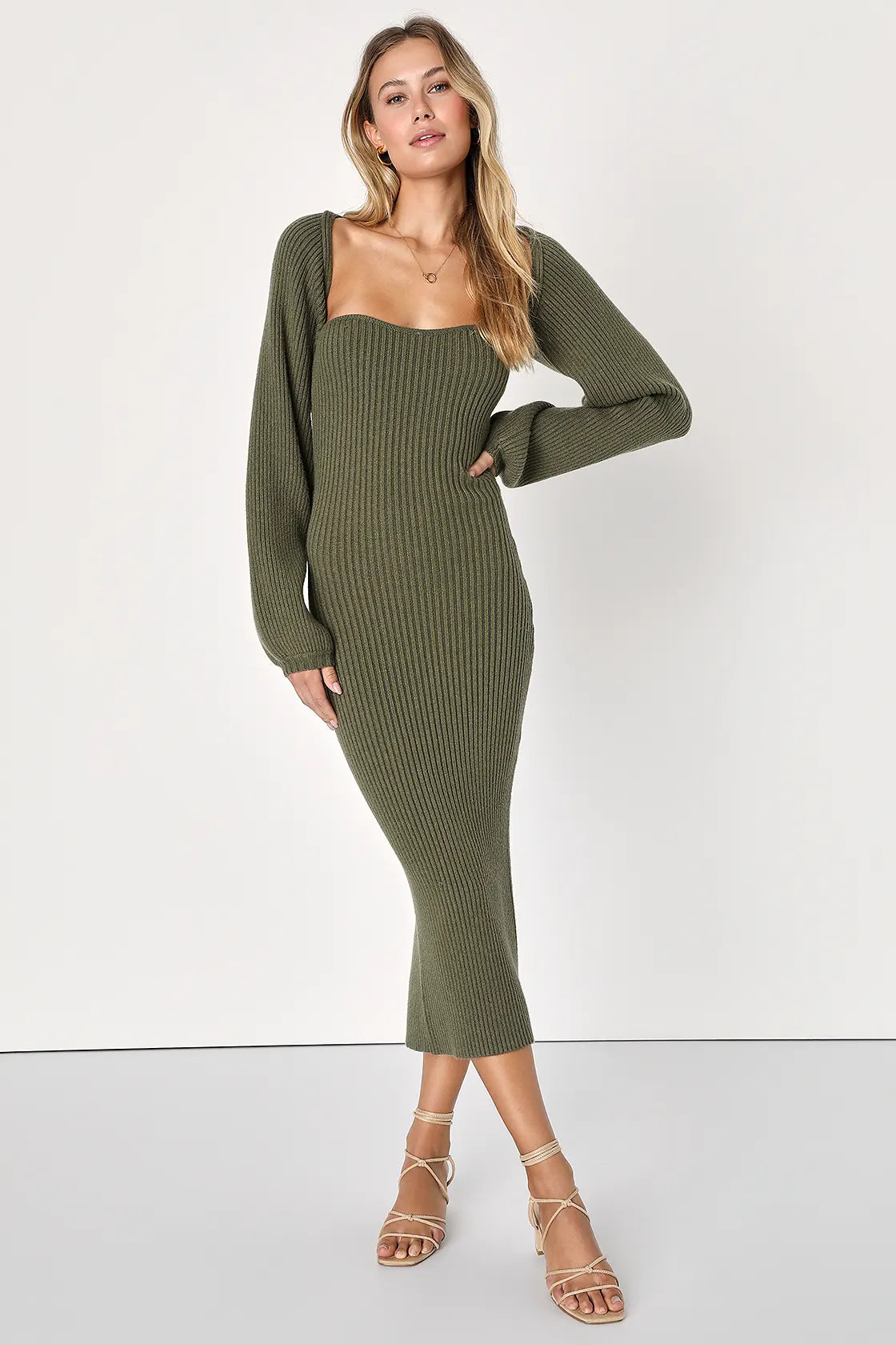 Autumn Aura Rusty Rose Ribbed Two-Piece Sweater Dress