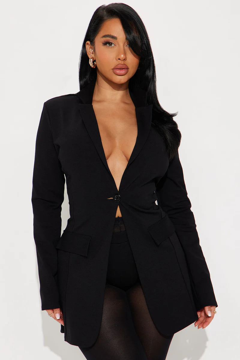 Cindy Blazer And Micro Short Set - Black
