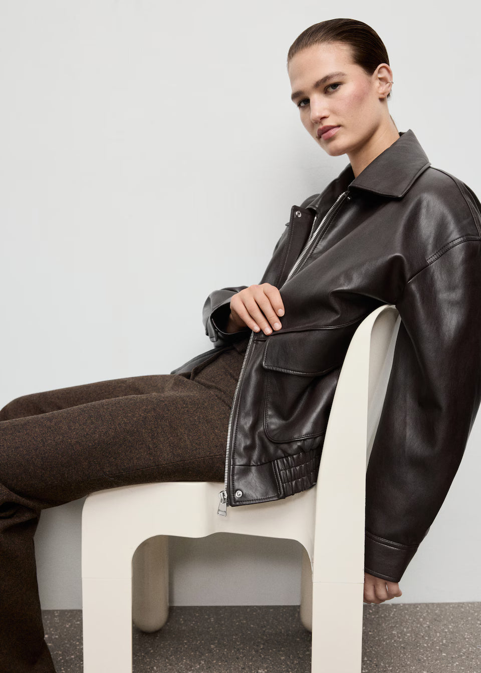 Oversized Leather-Effect Jacket