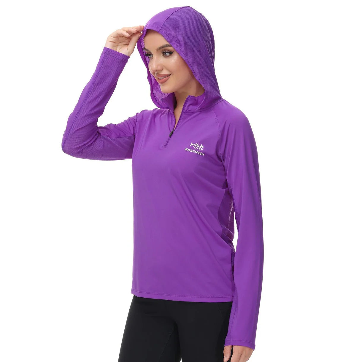Women’s UPF 50+ Long Sleeve Hoodie Half Zip Shirt