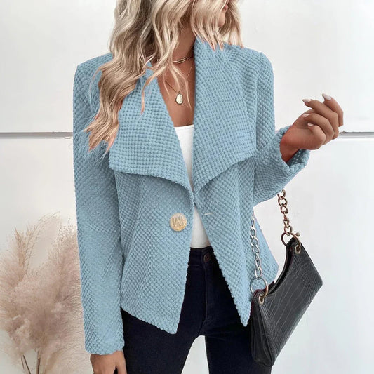 Reina | Textured Knit Blazer | Modern Elegance | Soft Waffle Fabric