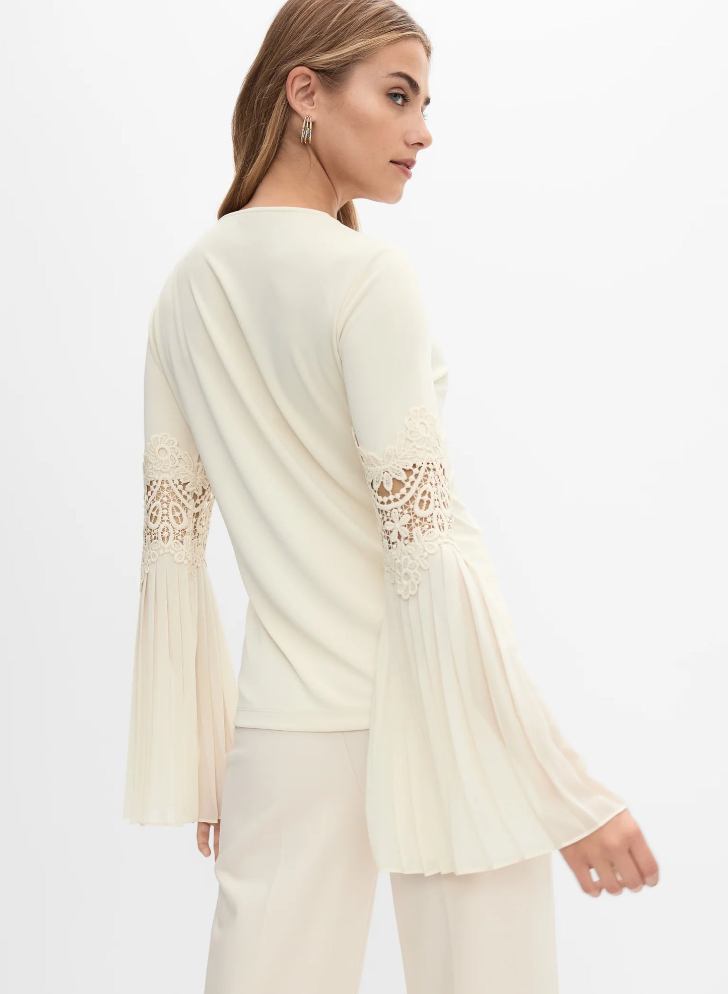 Lace Insert Bell Sleeve Top