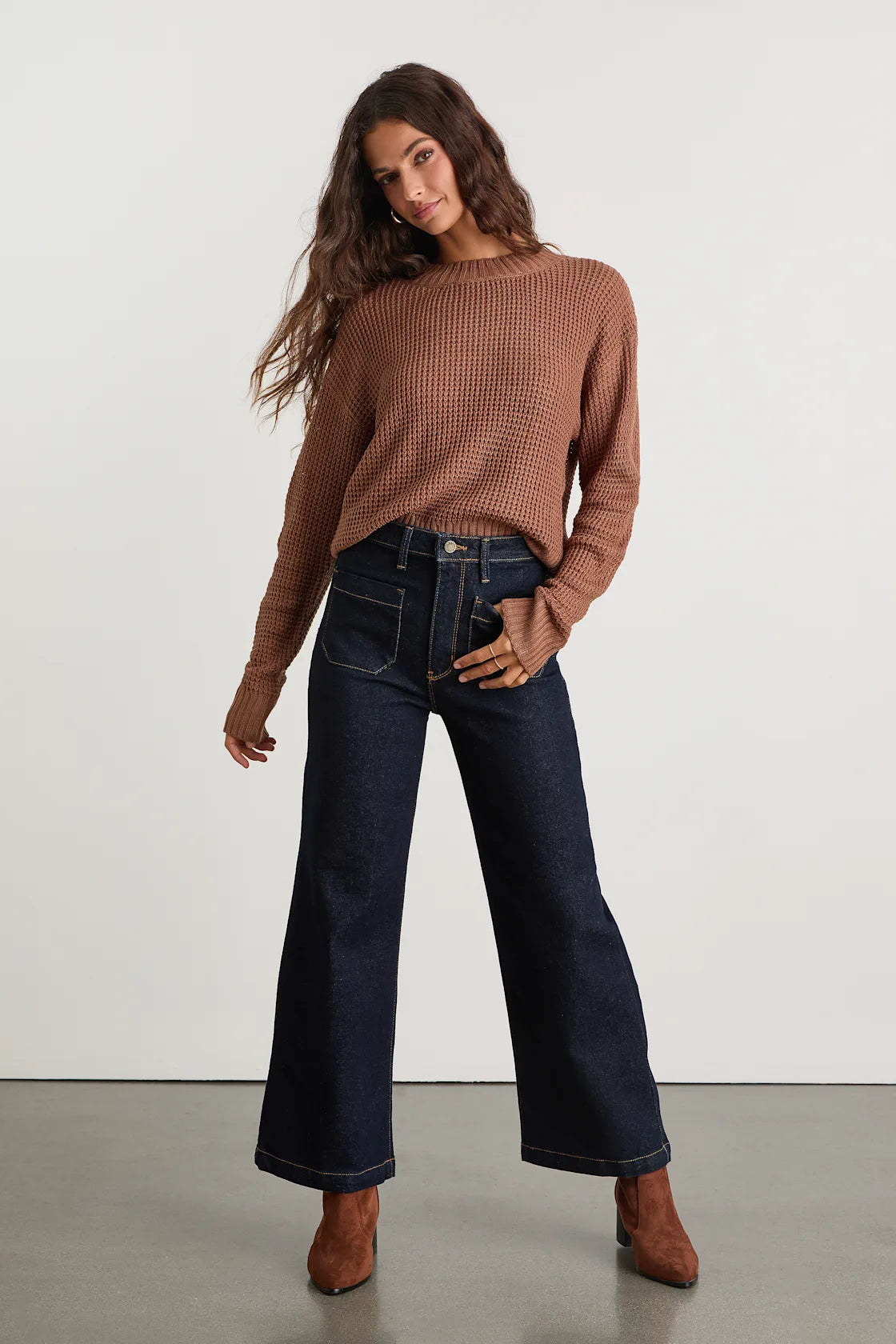 Campfire Cozy Black Cropped Sweater
