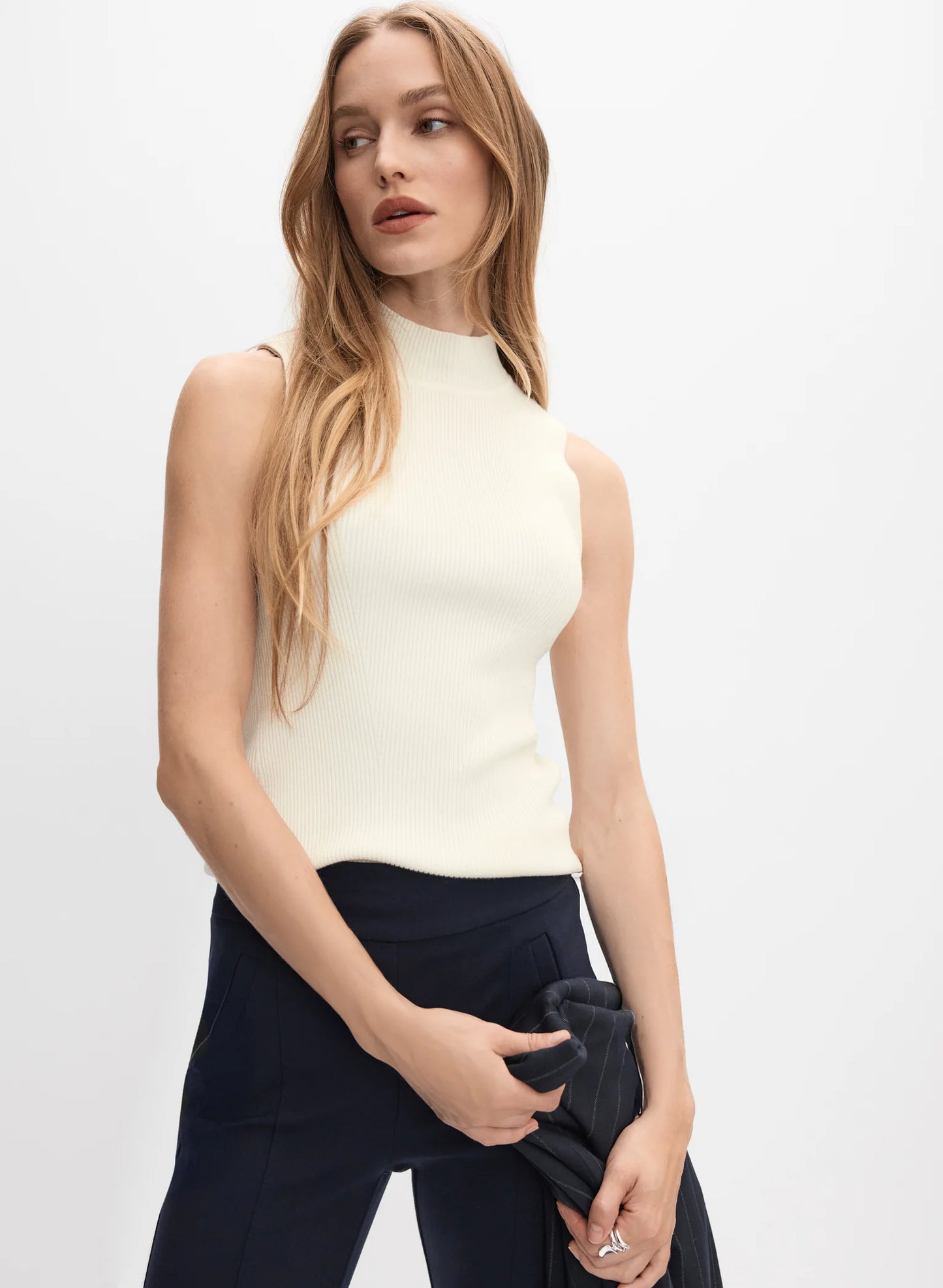 Sleeveless Mock Neck Sweater