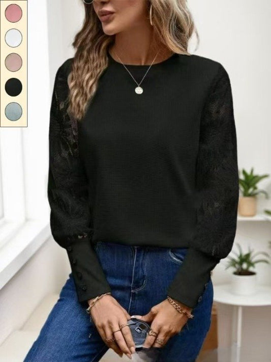 Women's Sweatshirt Vintage Crew Neck Lace Jacquard Floral Elegant Top