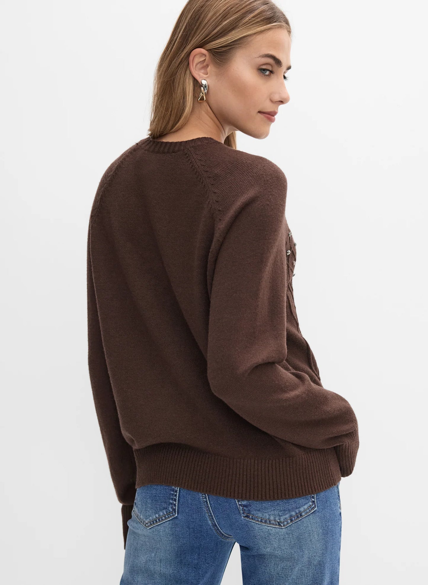 Embellished Cable Knit Sweater