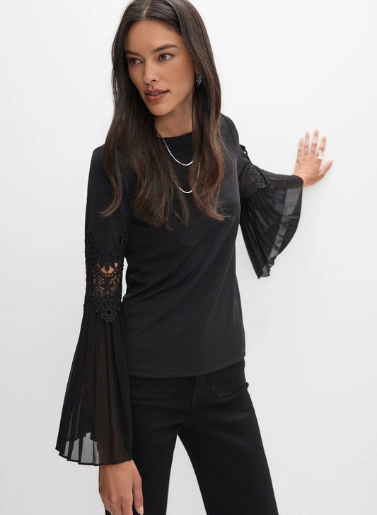 Lace Insert Bell Sleeve Top