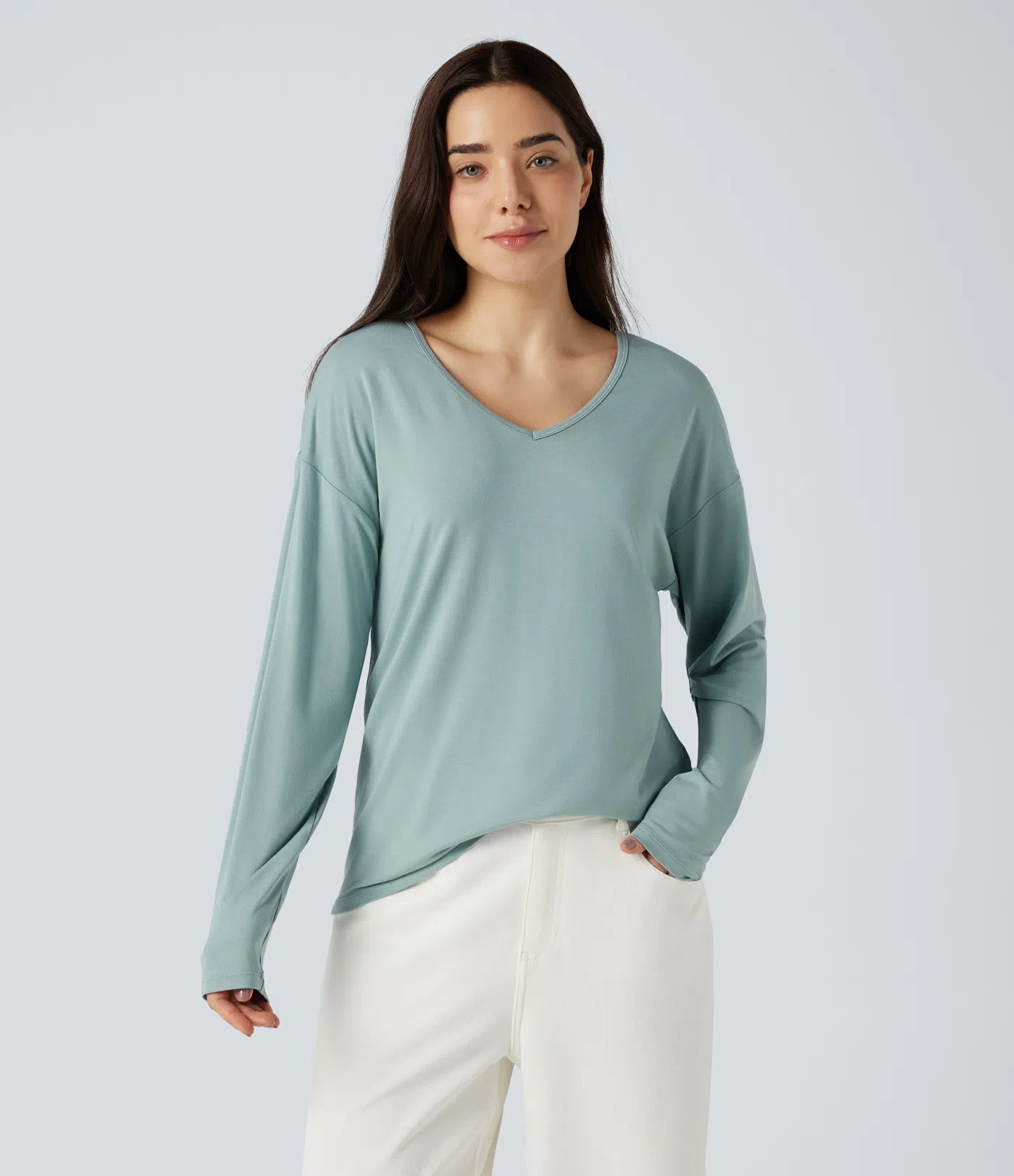 V-Neck Long Sleeve Casual Top