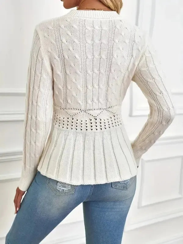 Women's Chunky Knit Crew Neck Long Sleeve Knit Top
