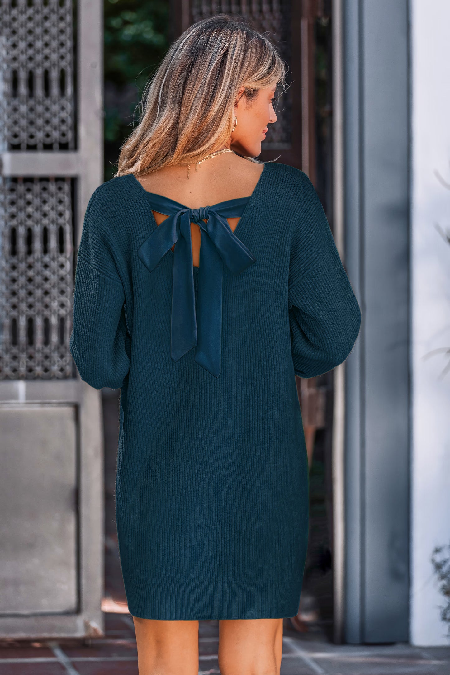 Bow & Behold Blue Sweater Dress