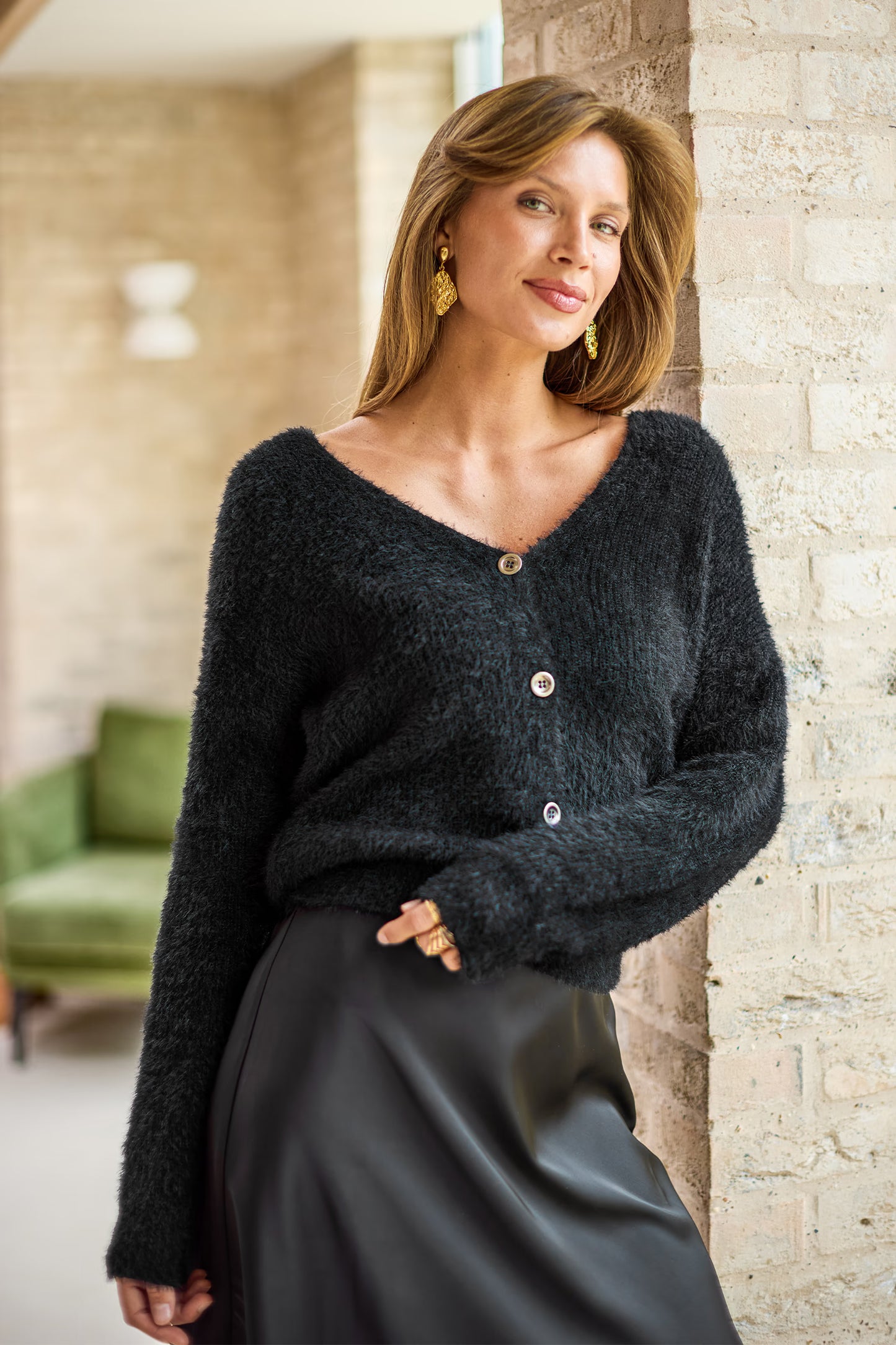 Cozy Glow Black Cardigan