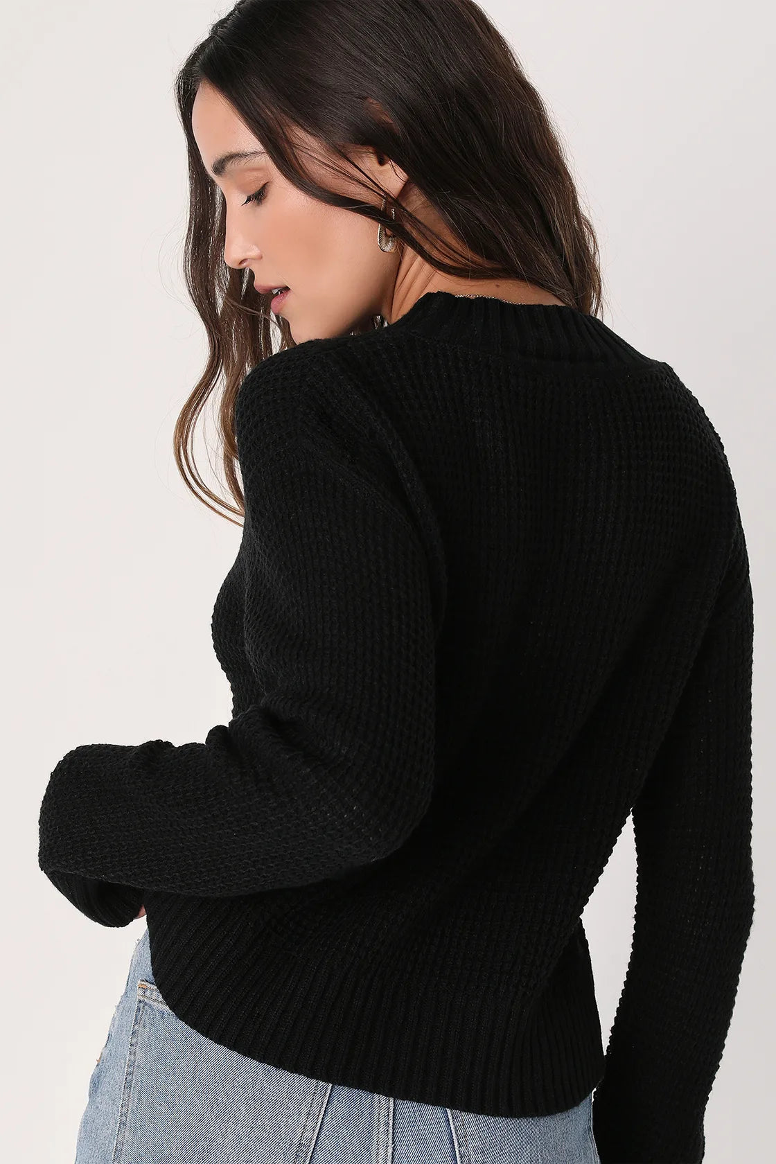 Campfire Cozy Black Cropped Sweater