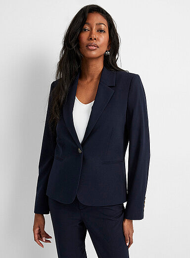 Cropped Single-Button Stretch Blazer