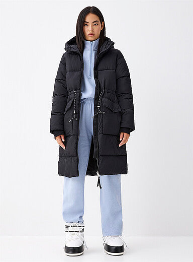 Adjustable-Waist Large-Pocket Puffer Jacket