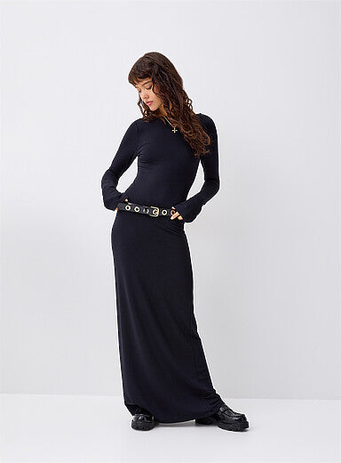 Flared-Sleeve U-Back Maxi Dress