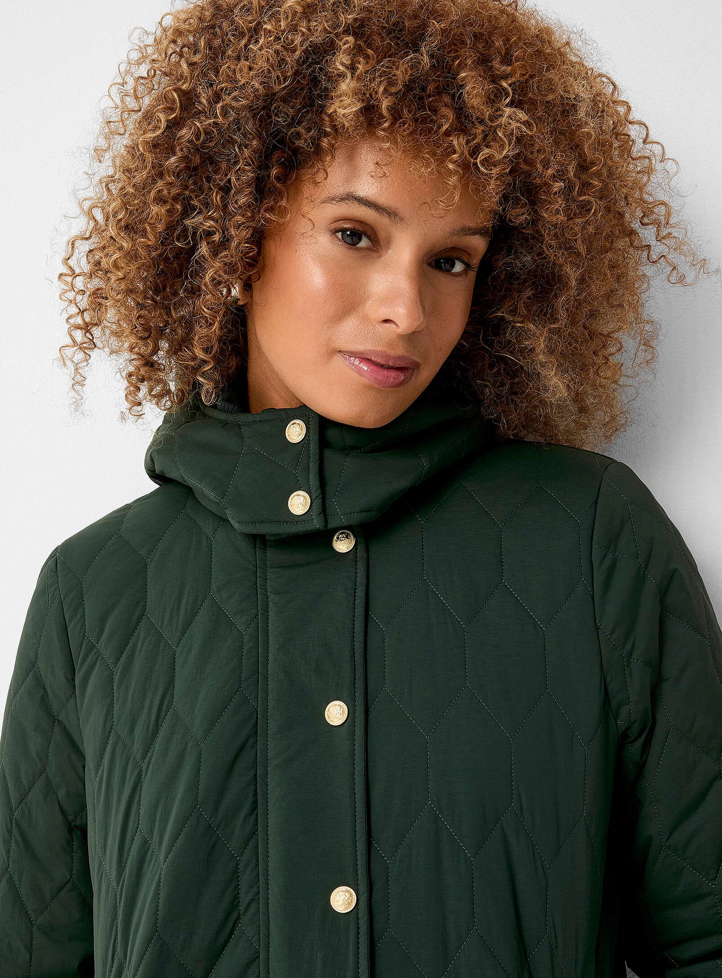 Mid-Length Stand-Collar Quilted Coat