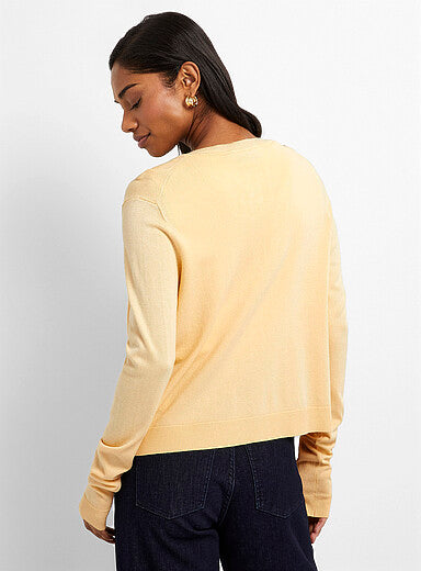 Fine-Knit Crew-Neck Cardigan