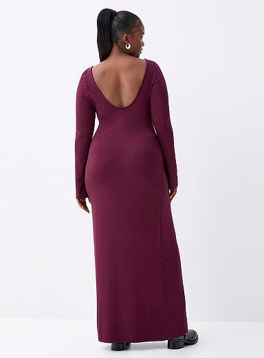 Flared-Sleeve U-Back Maxi Dress