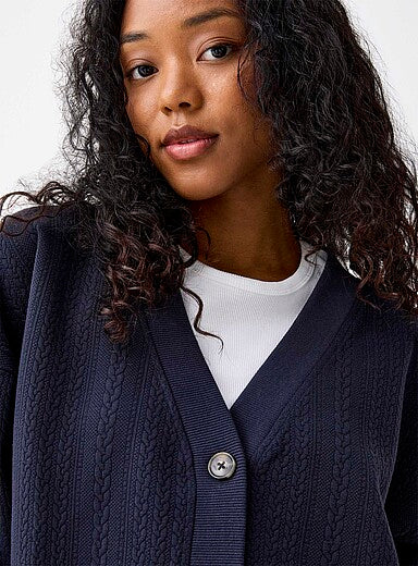 Small Cables V-Neck Cardigan