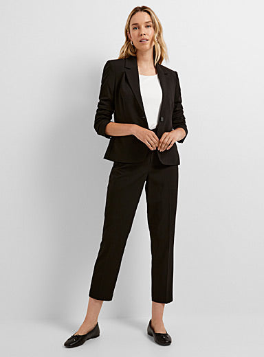 Cropped Single-Button Stretch Blazer