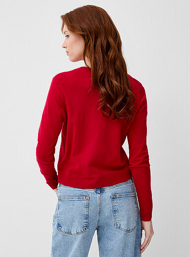 Fine-Knit Crew-Neck Cardigan