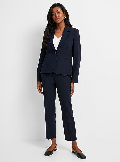 Cropped Single-Button Stretch Blazer