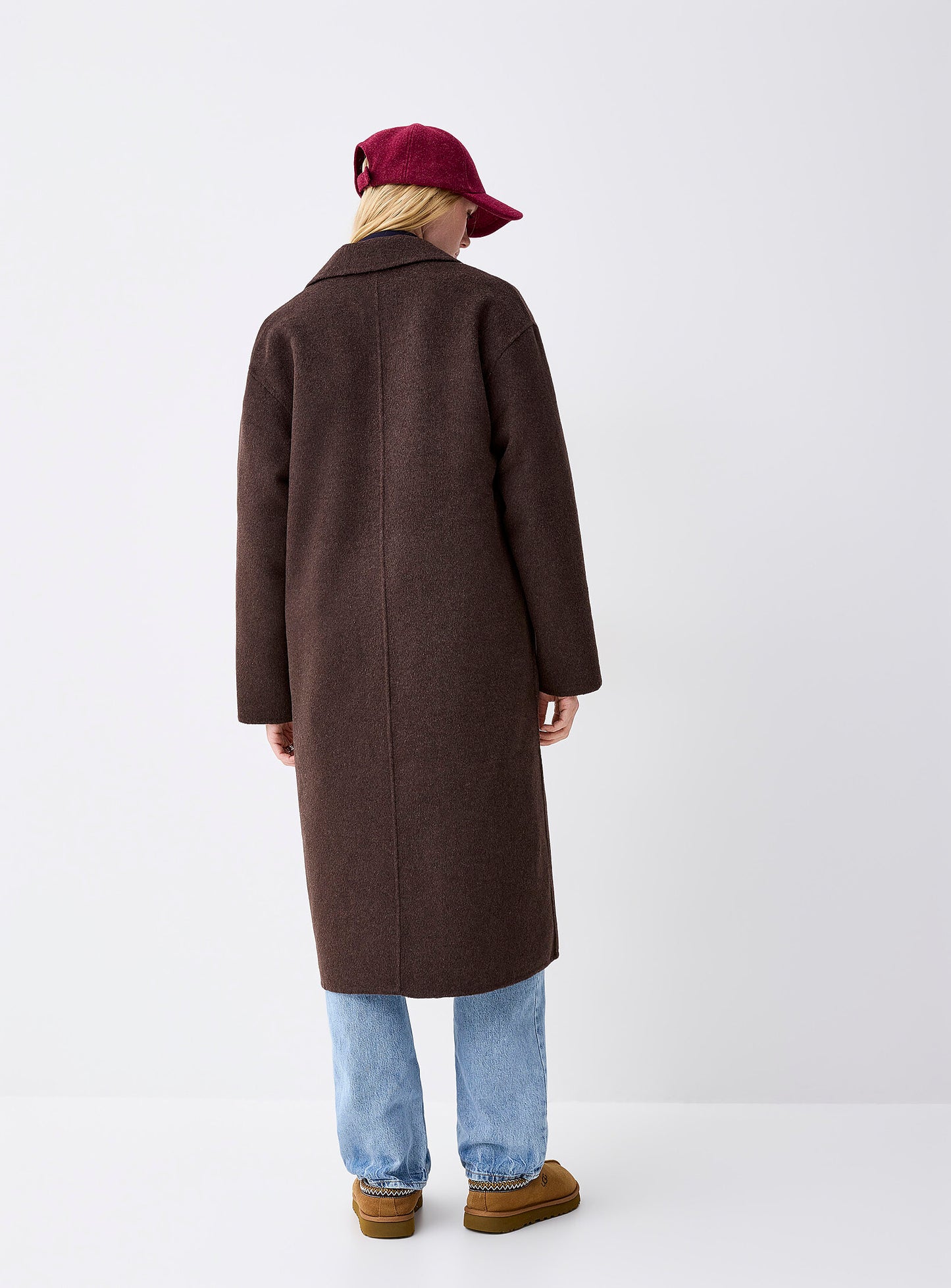 Long Double-Breasted Felt Overcoat