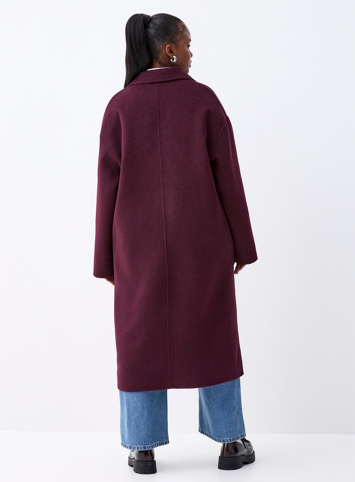Long Double-Breasted Felt Overcoat