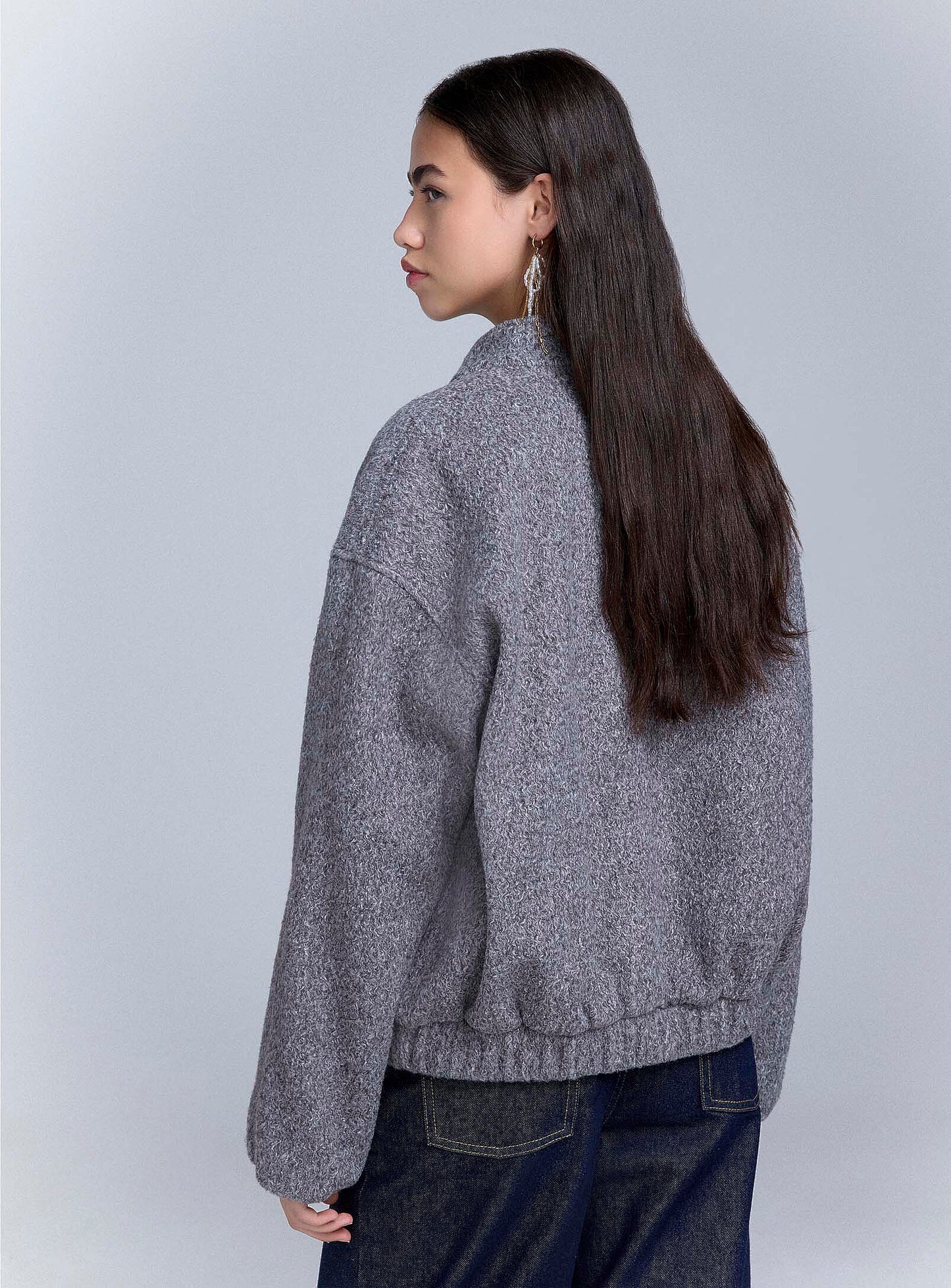 Large Pockets Bouclé Knit Jacket