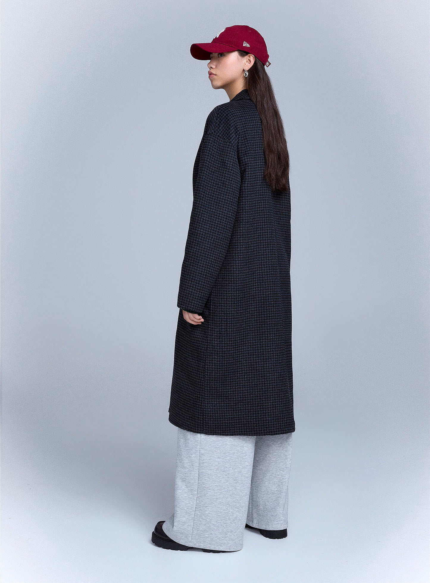 Long Double-Breasted Felt Overcoat