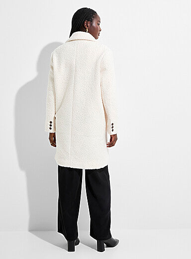 Double-Breasted Bouclé Overcoat