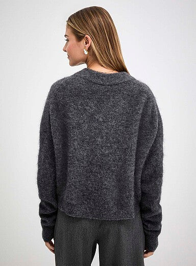 Boxy V-Neck Alpaca Wool Sweater