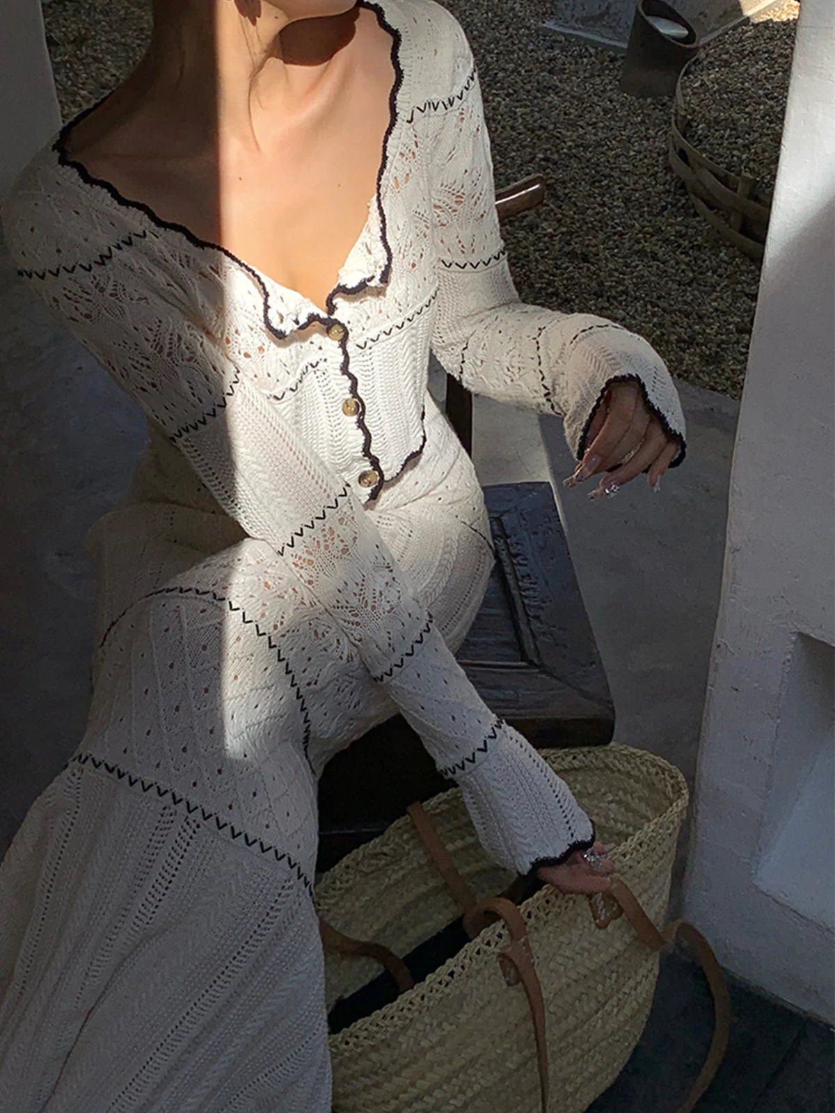 Sophie | Crocheted Two-Piece Set | Elegant Loungewear | Soft Knit Fabric