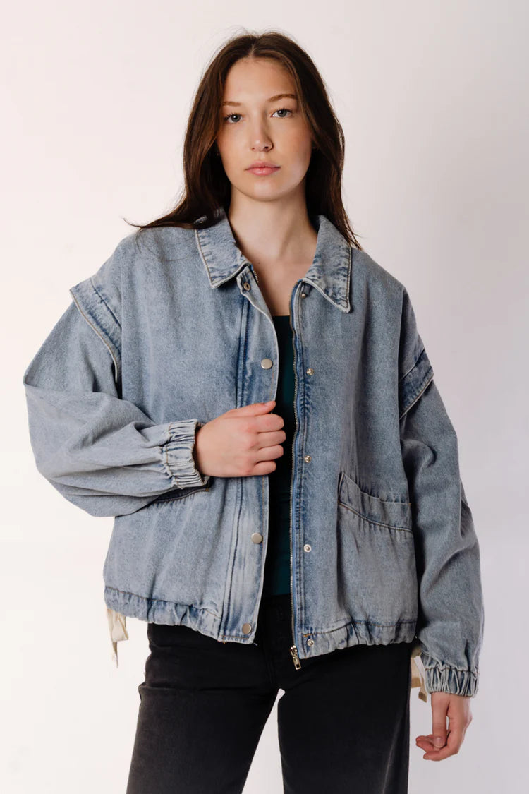 Oversize Denim Bomber Jacket