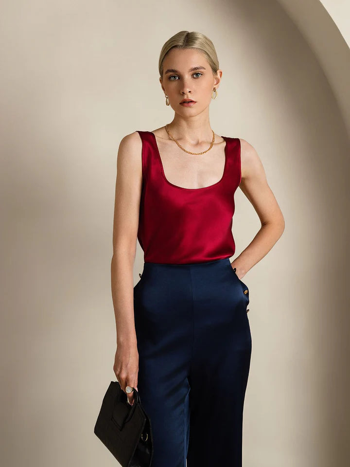 19Momme Silk U-neck Straps Tank Top