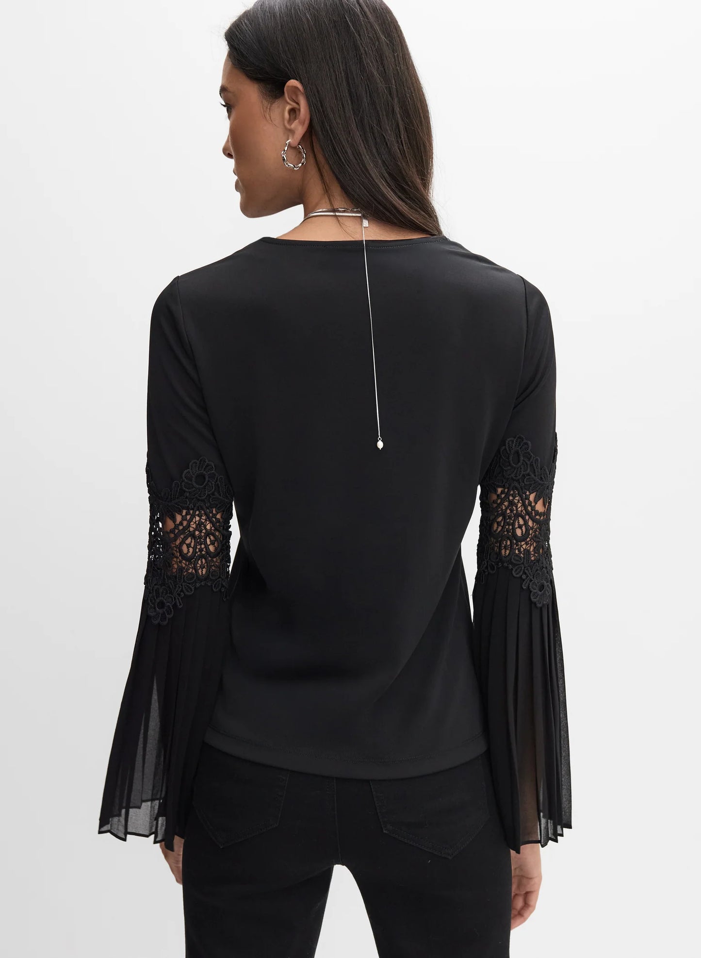 Lace Insert Bell Sleeve Top