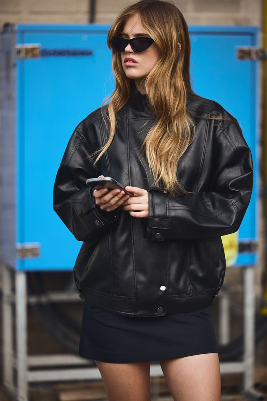 Oversized Biker Jacket for Women