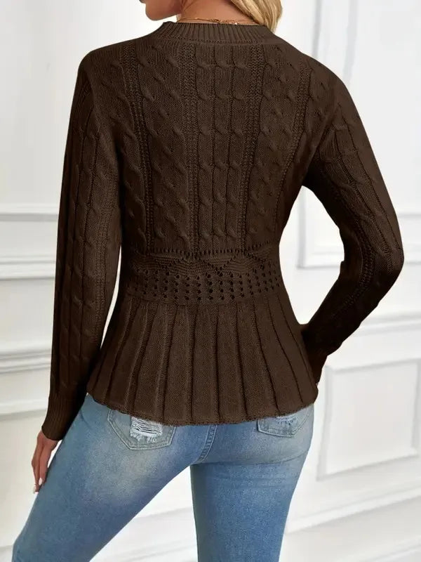 Women's Chunky Knit Crew Neck Long Sleeve Knit Top